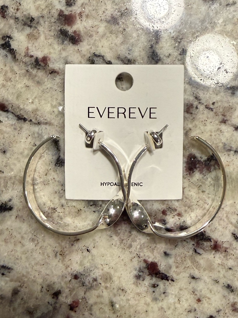 Evereve Shiny Silver Twisted Hoop Earrings